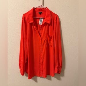 Torrid Lizzie Georgette Button Up Blouse Orange
